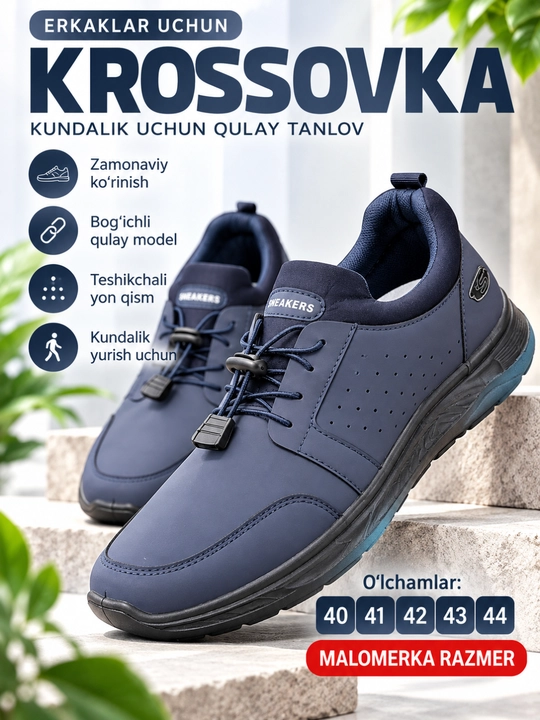 Erkaklar krossovkasi, zamonaviy kundalik oyoq kiyimi, malomerka razmer 40–44 - 