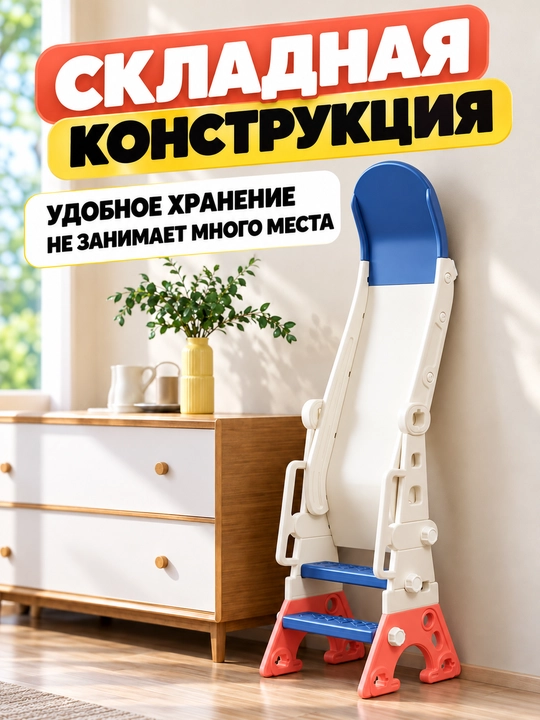 Детский игровой комплекс 3 в 1, горка, качели и баскетбольное кольцо для дома