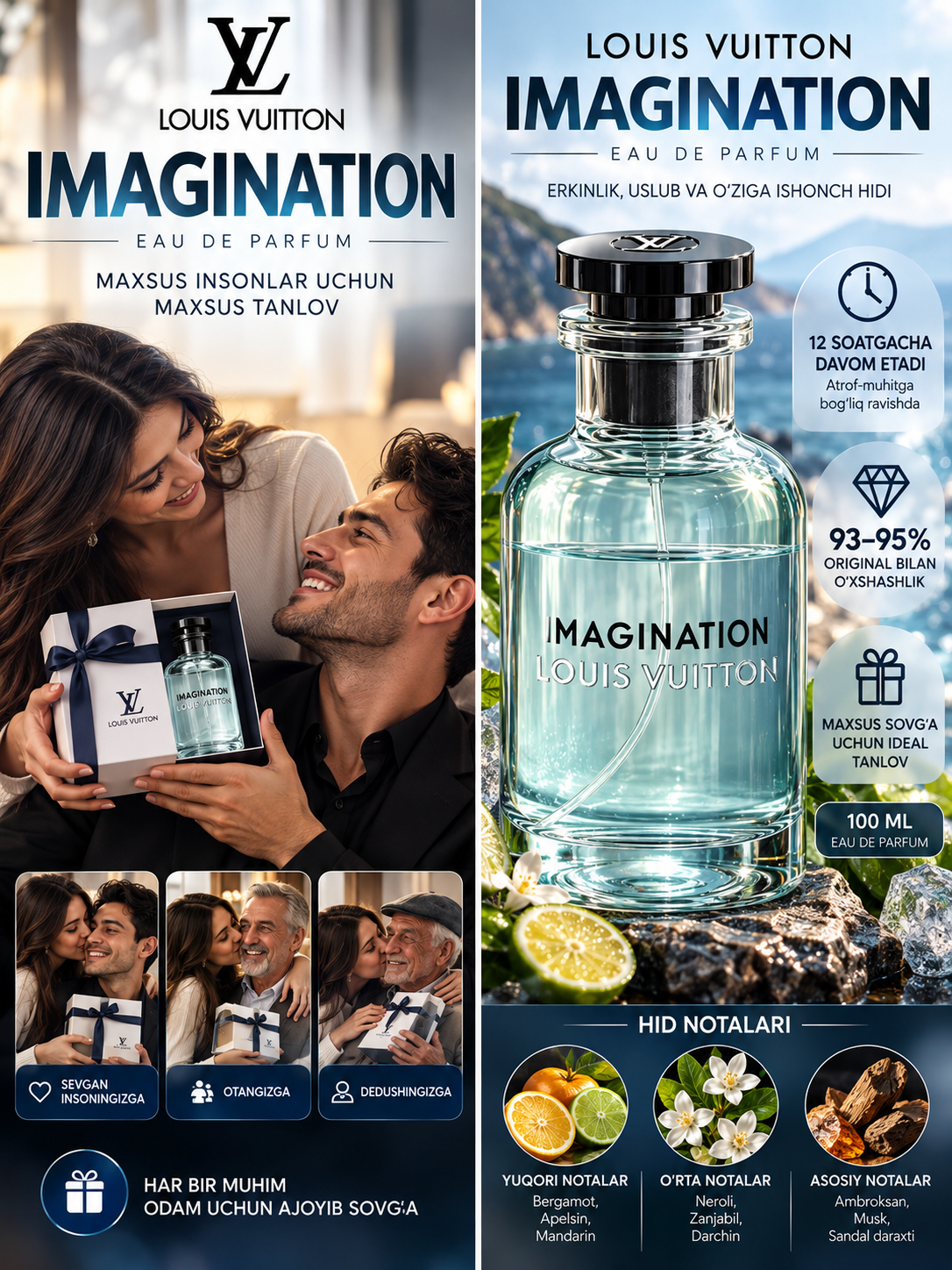 Erkaklar atiri Louis Vuitton Imagination 100ml Erkaklar uchun atir erkaklar parfum suvi