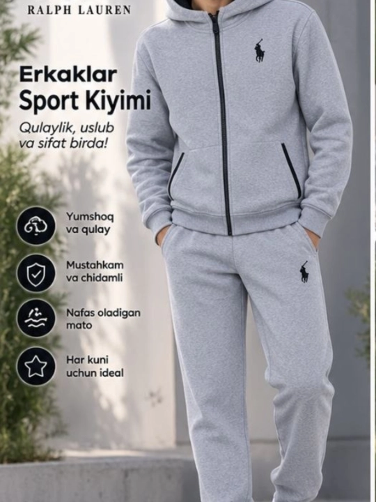 Erkaklar uchun sport kiyimi toʻplami Polo Ralph Lauren hudi va shim
