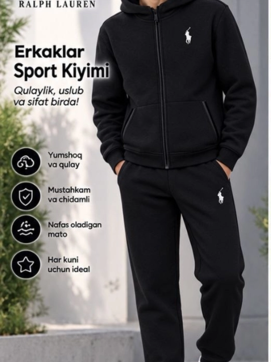 Erkaklar uchun sport kiyimi toʻplami Polo Ralph Lauren hudi va shim