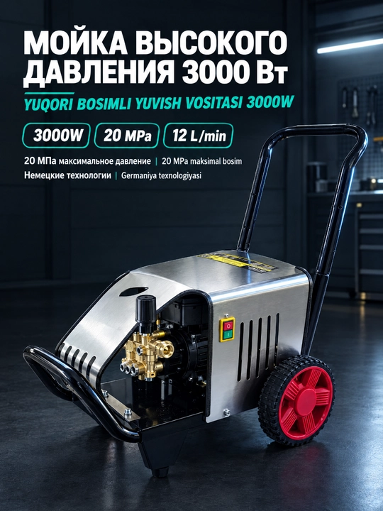 M-3000 Nemis texnologiyali yuqori bosimli avtoyuvish mashinasi 3000Vt metall nasos 180bar - 