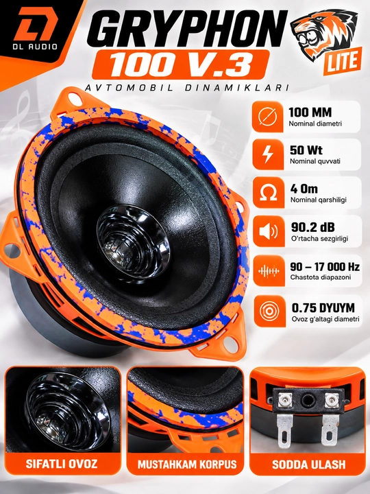 Avtomobil dinamiklari DL Audio Gryphon Lite 100 V.3, 10 sm, 50 Vt, 4 Om - 