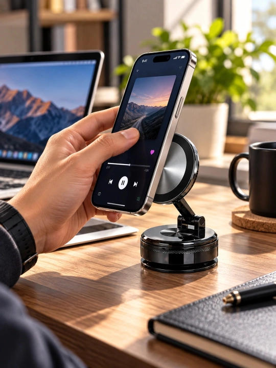 Vakuumli magnit telefon ushlagich avtomobil uchun kuchli so'rg'ichli universal holder qora