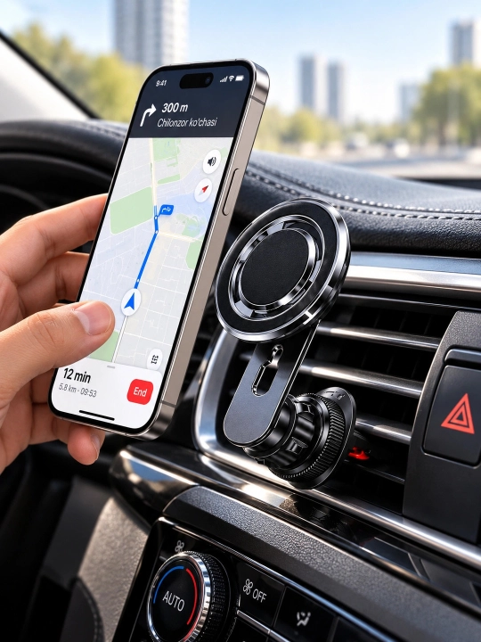 Vakuumli magnit telefon ushlagich avtomobil uchun kuchli so'rg'ichli universal holder qora