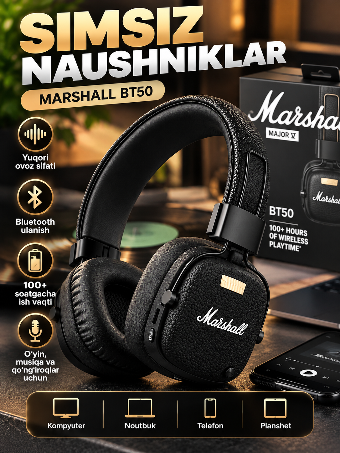 Наушники, беспроводные наушники, Marshall Major 5