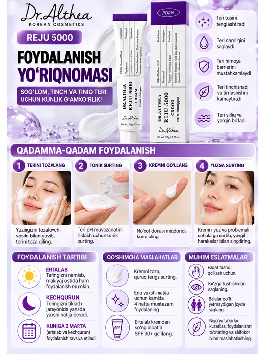 Dr. Althea Reju 5000 PDRN Cream — обновляющий крем для лица, 20 мл