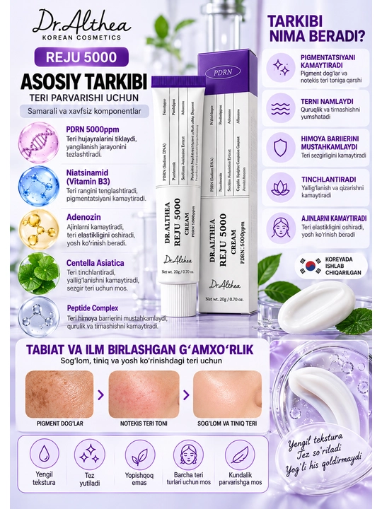 Dr. Althea Reju 5000 PDRN Cream — обновляющий крем для лица, 20 мл