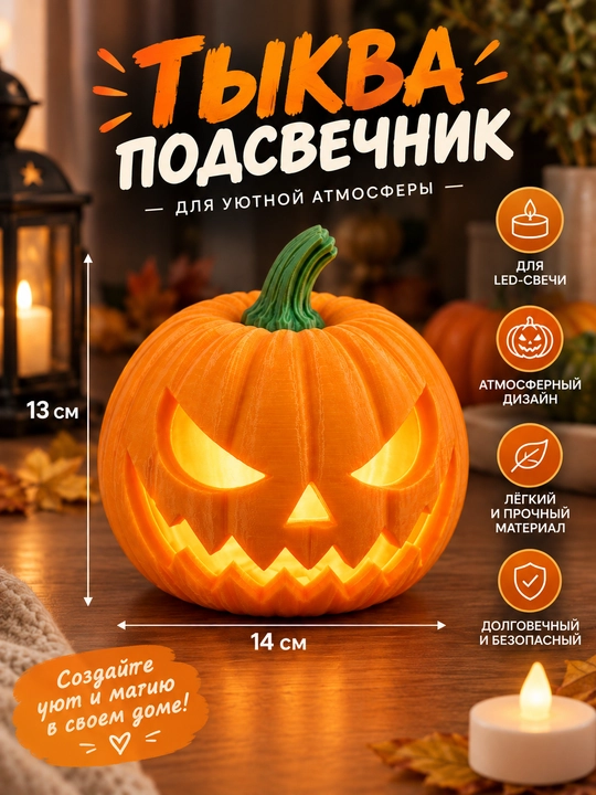 Фонарь тыква, подсвечник, Xэллоуин