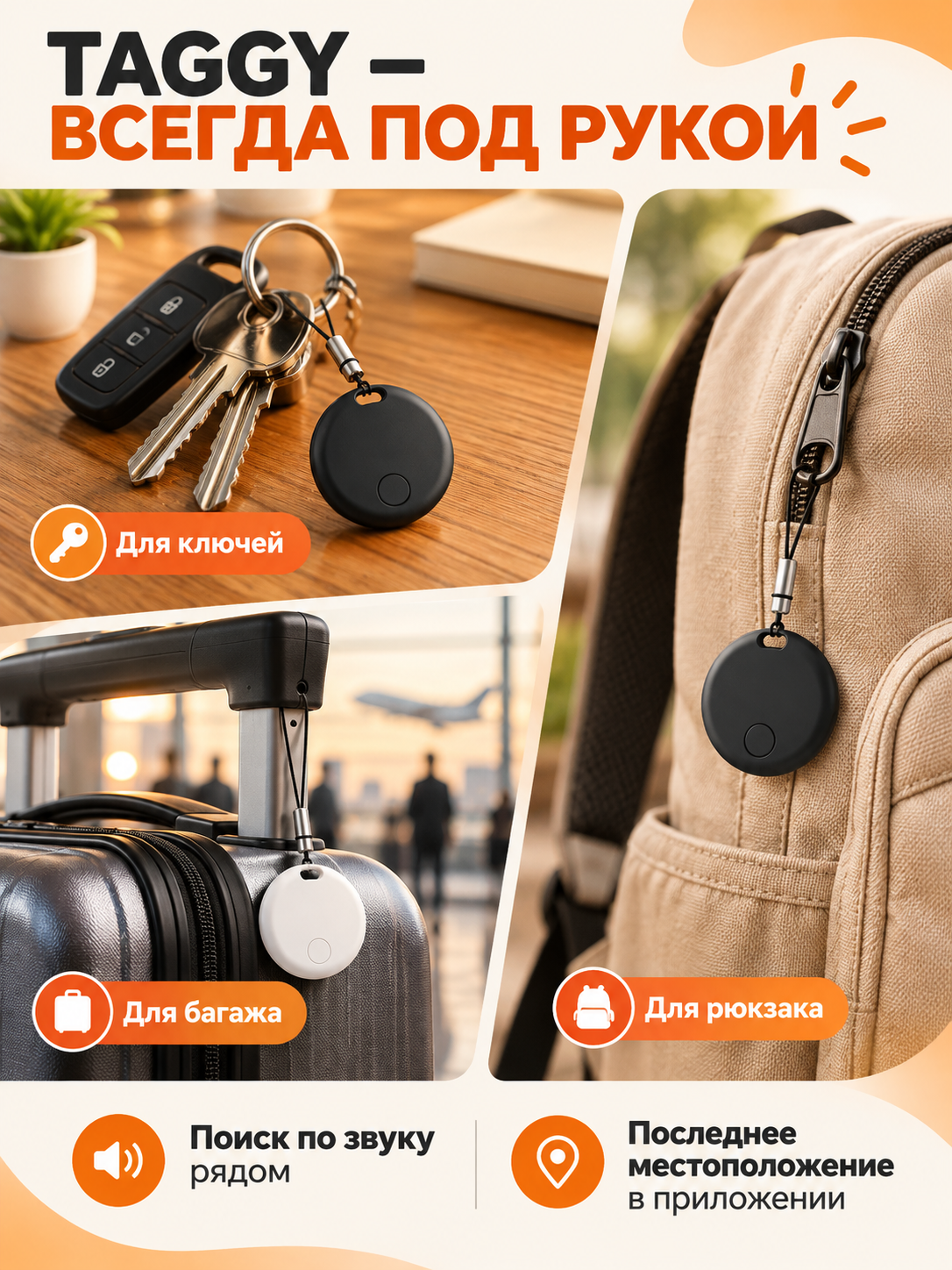 Bluetooth-трекер KEEPHONE TAGGY KP-BT01 для поиска вещей, iOS и Android