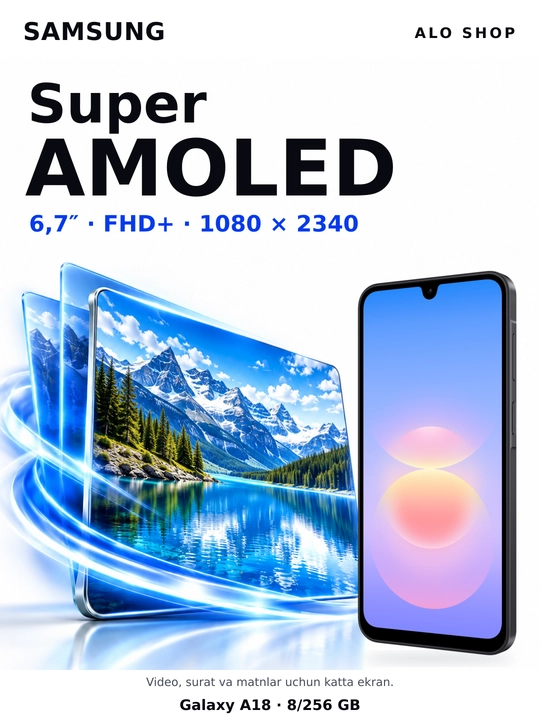 Smartfon Samsung Galaxy A18, 8/256 GB, Super AMOLED, 50 MP, Quvvatlagich sovg‘a!