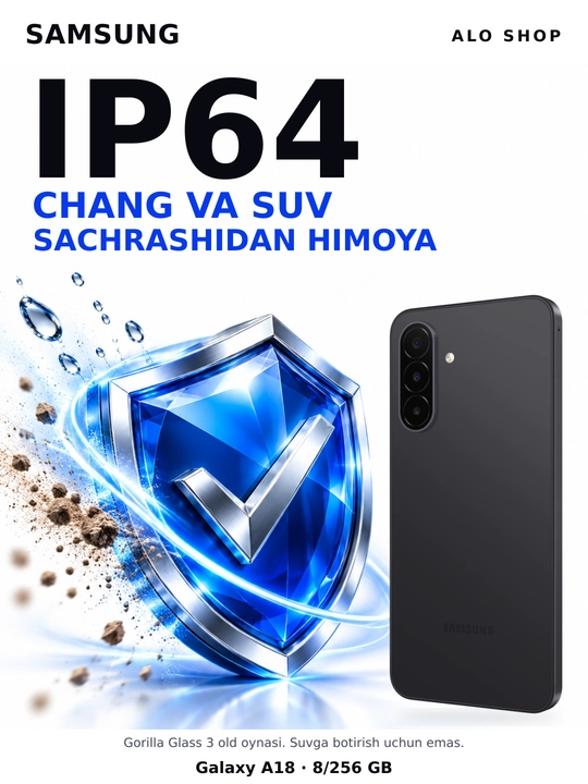 Smartfon Samsung Galaxy A18, 8/256 GB, Super AMOLED, 50 MP, Quvvatlagich sovg‘a!