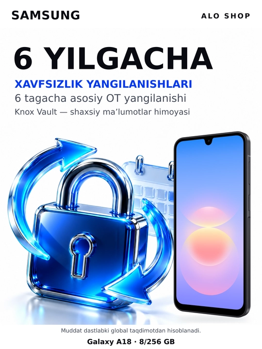 Smartfon Samsung Galaxy A18, 8/256 GB, Super AMOLED, 50 MP, Quvvatlagich sovg‘a!