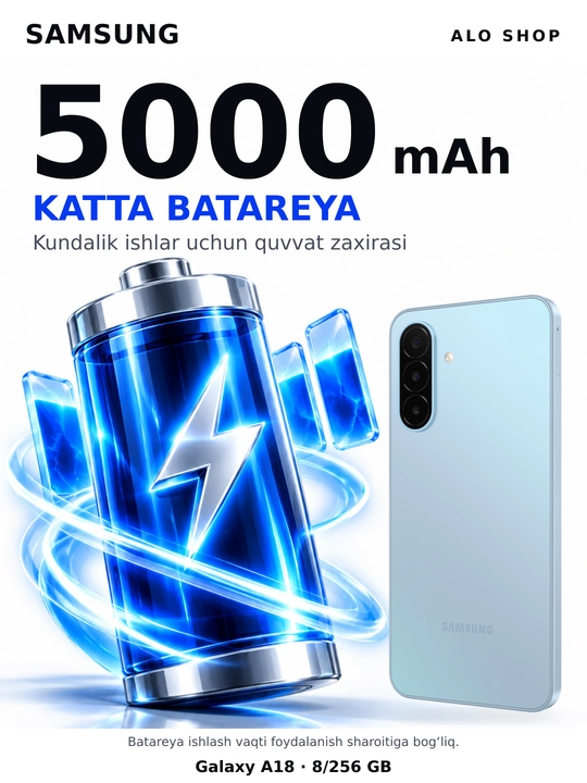 Смартфон Samsung Galaxy A18, 8/256 ГБ, Super AMOLED, 50 Мп, Зарядное устройство в подарок!
