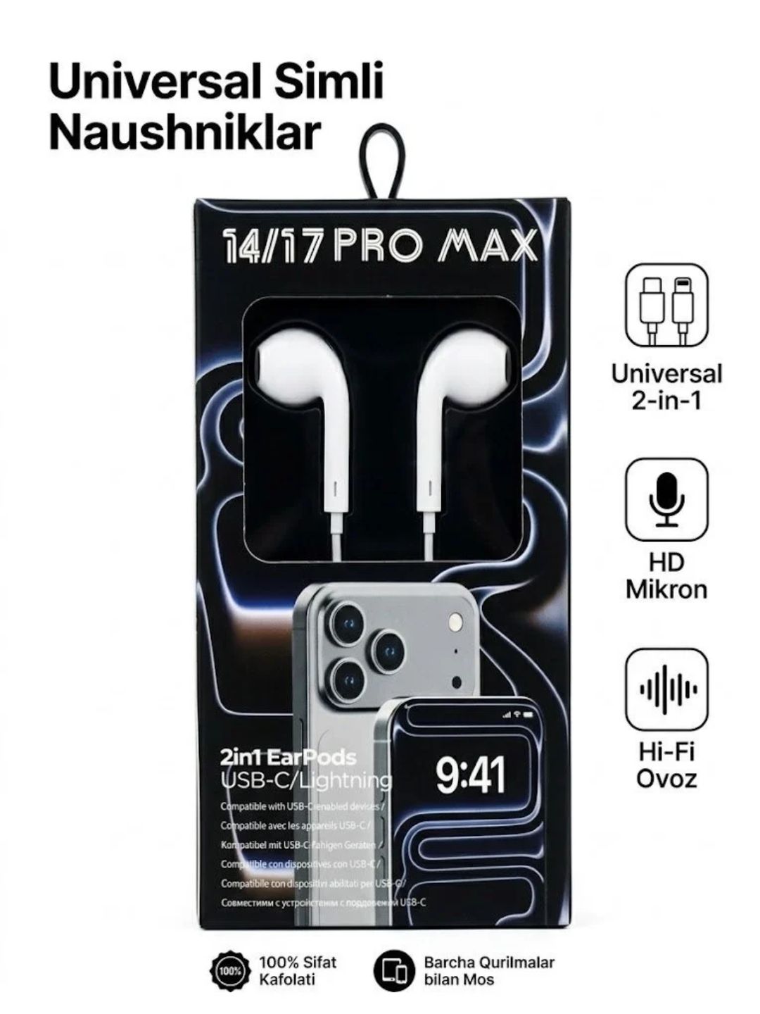 Barcha iPhone’larga mos keladigan universal ekskluziv quloqchinlar
