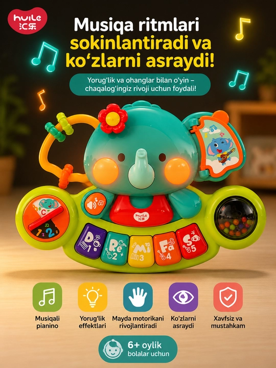 Bolalar uchun matorikali, rivojlantiruvchi musiqali, filchali, pianino o'yinchoq