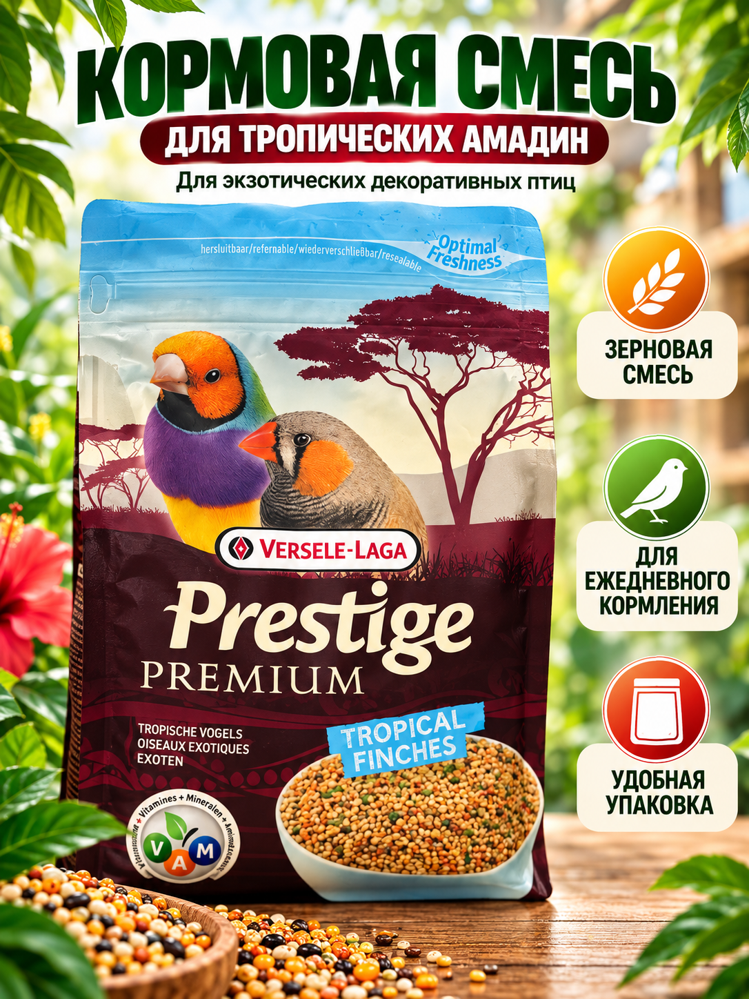 Кормовая смесь Versele-Laga Prestige Premium для декоративных птиц - 