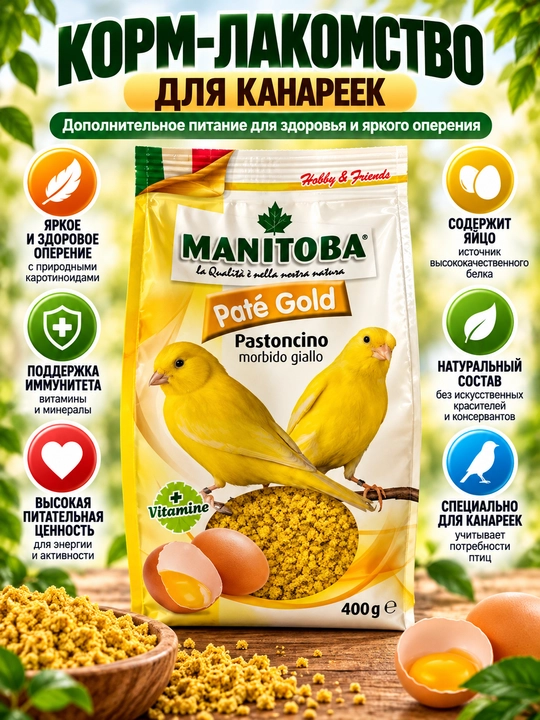 Корм для птиц MANITOBA 400 г — мягкий корм-лакомство для канареек и насекомоядных птиц - 