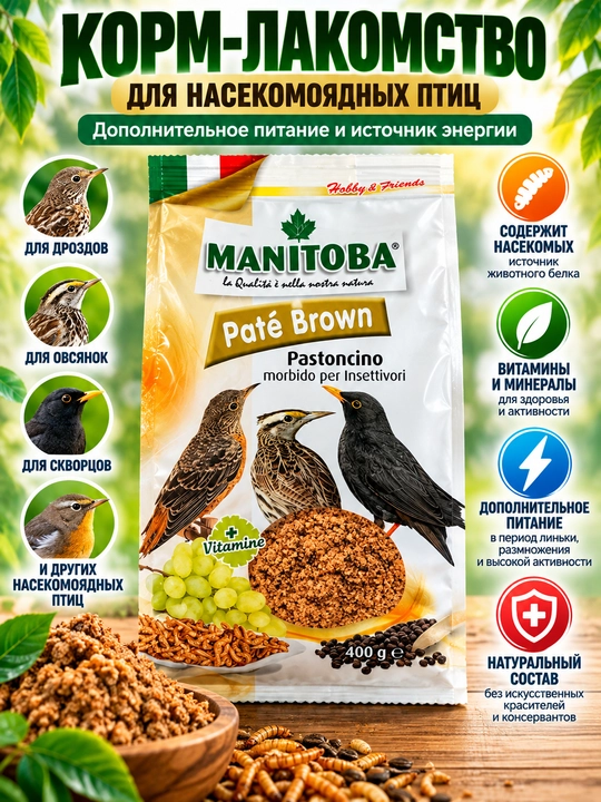 Корм для птиц MANITOBA 400 г — мягкий корм-лакомство для канареек и насекомоядных птиц - 