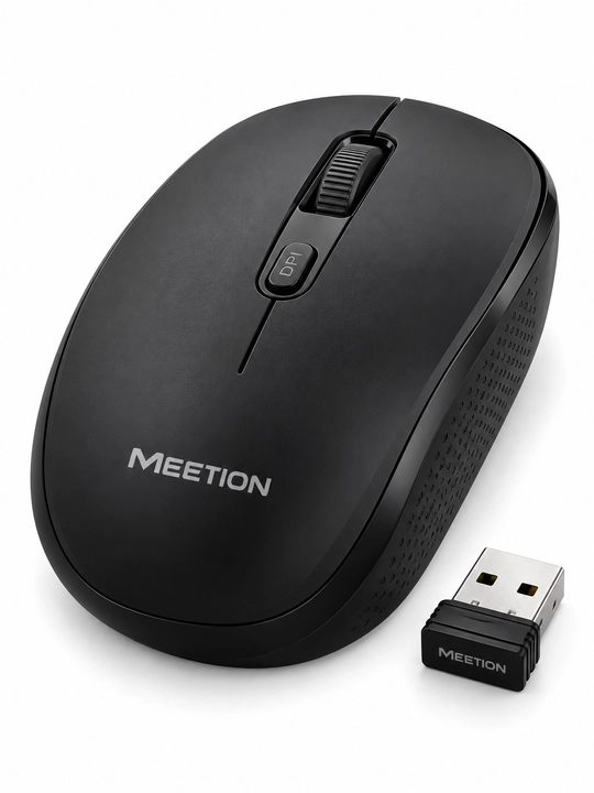 SIMsiz optik sichqoncha MEETION R547, 2.4G Wireless, 1600 DPI, qora