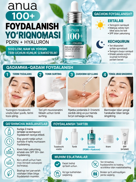 ANUA PDRN Hyaluronic Acid Capsule 100 Serum — увлажняющая сыворотка для лица, 30 мл