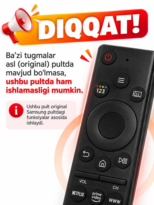 Samsung Smart TV televizorlari uchun universal pult