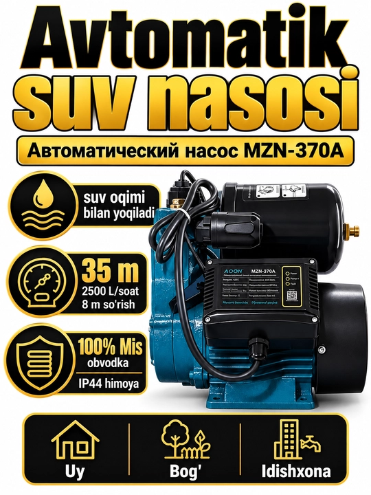 Suv nasosi MOON MZN-370А Avtomatik, 100%MIS Obvodka - 