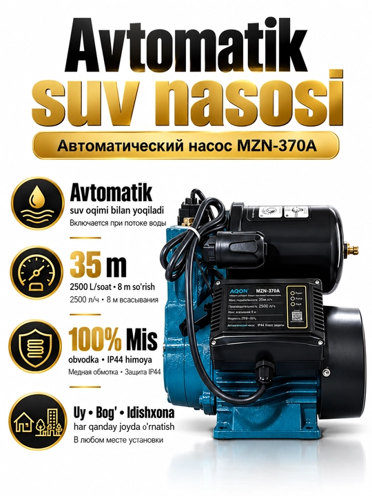 Suv nasosi MOON MZN-370А Avtomatik, 100%MIS Obvodka