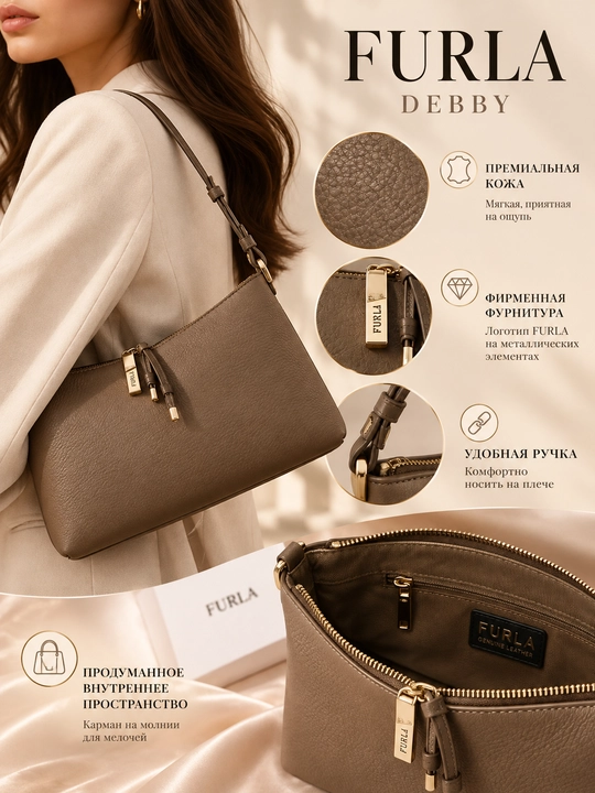 Furla Debby M Shoulder Bag WB02006 — женская кожаная сумка на плечо