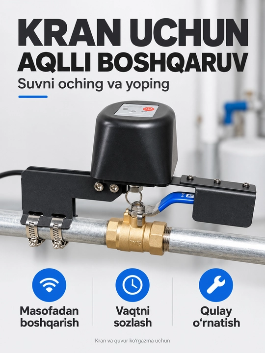 Kran uchun aqlli elektr yuritma, suvni masofadan ochish va yopish qurilmasi - 