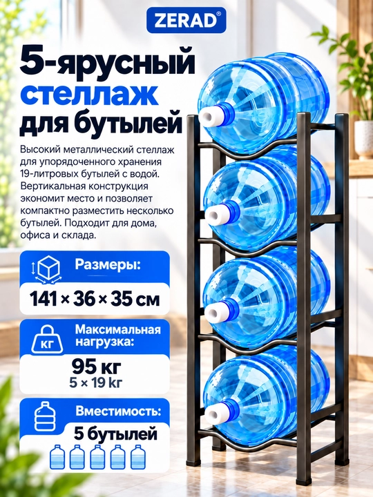 Металлическая подставка для бутылок с водой, 3/4/5 ярусов, для бутылок объемом 19 литров
