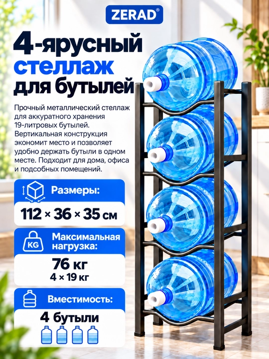 Металлическая подставка для бутылок с водой, 3/4/5 ярусов, для бутылок объемом 19 литров