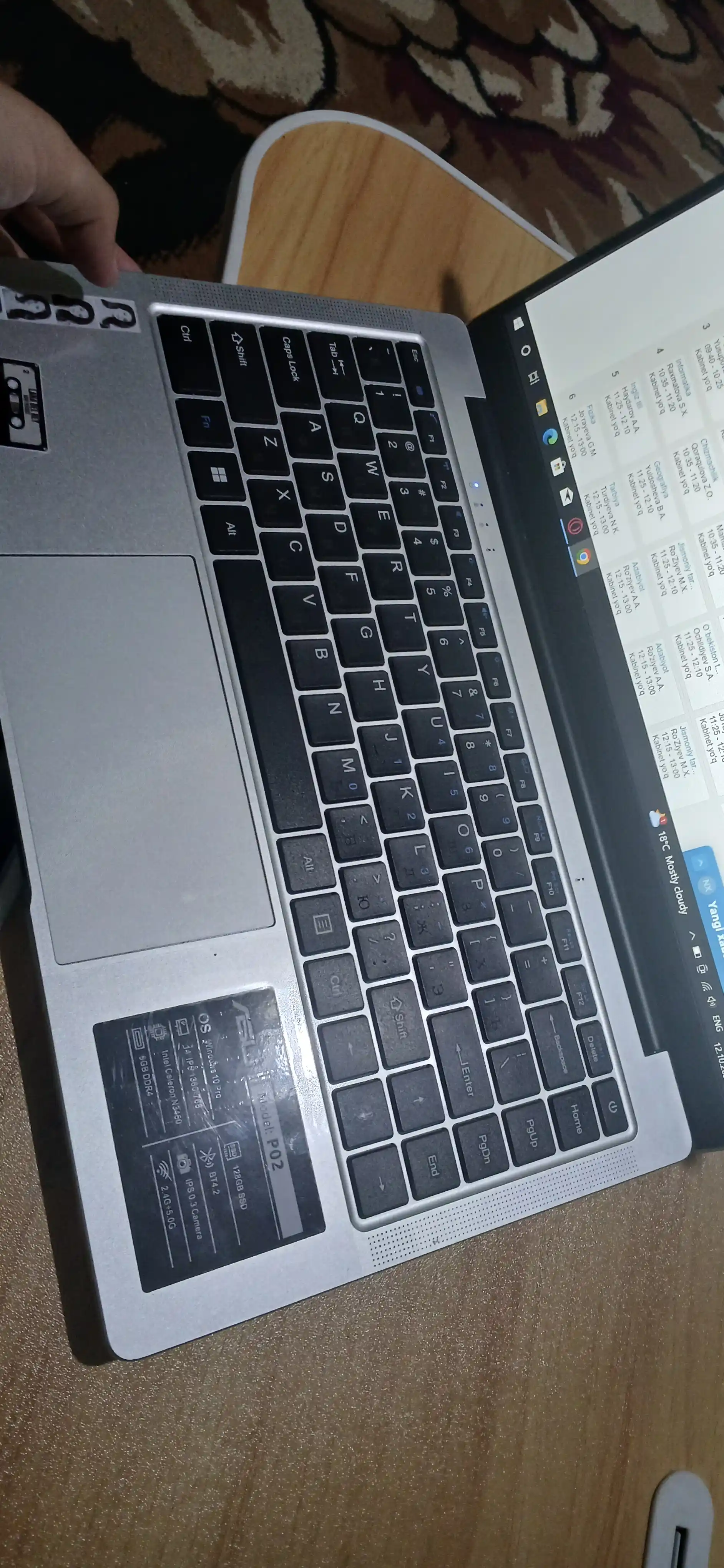 Ноутбук ASIJ P02 14″ IPS, Intel Celeron N3450, 6 ГБ DDR4, SSD 128 ГБ, Windows 10 Pro, офис