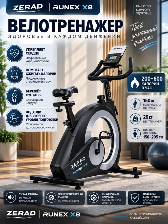 Велотренажер Spin Bike, нагрузка 110–150 кг, кардиотренажер