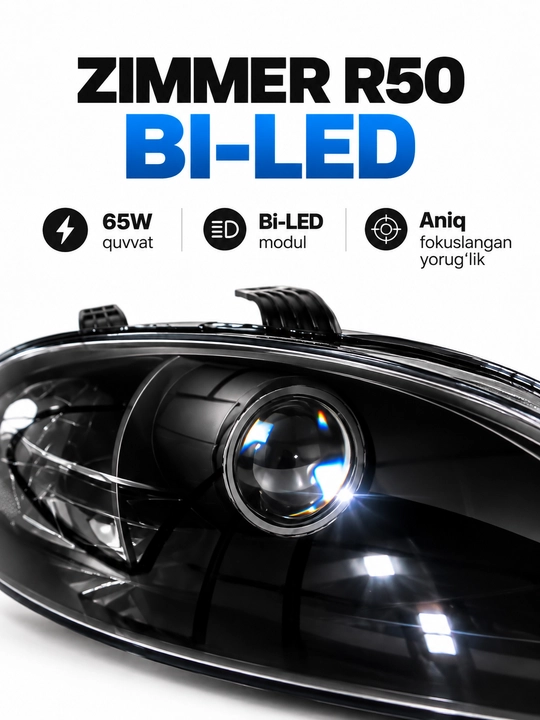 Тюнинговые фары передние Chevrolet Gentra, Bi-LED Zimmer R50 80W 3 дюйма, комплект 2 шт