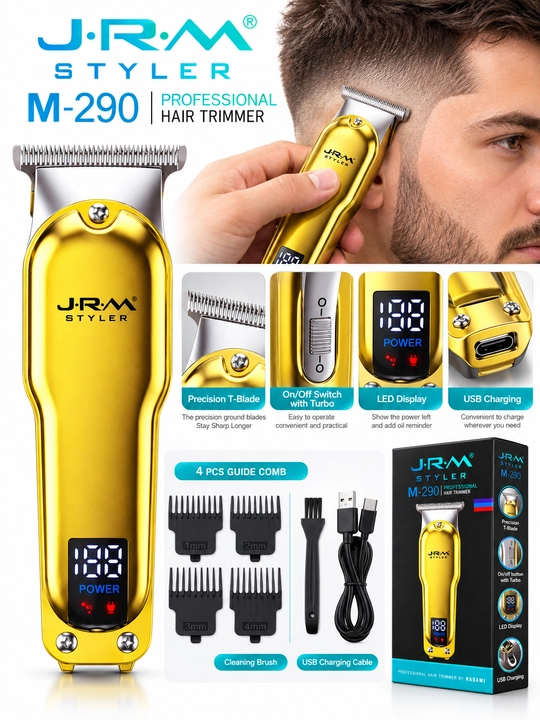 Триммер для волос J.R.M Styler M-290, Т-образное лезвие, LED-дисплей, зарядка USB