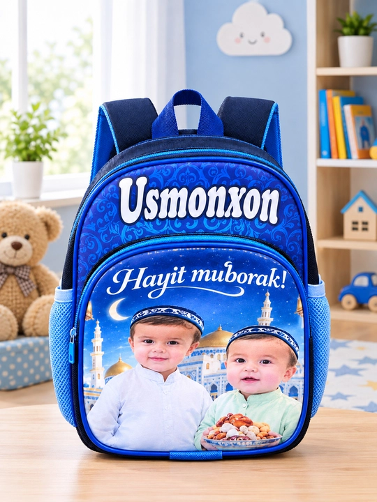 Bolalar ismi va fotosurati tushirilgan ryukzak — buyurtma asosida maxsus tayyorlanadi - 