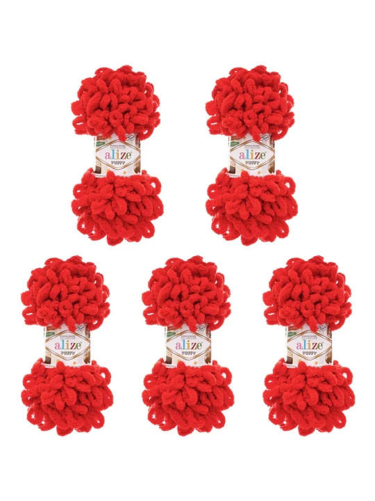 Alize Puffy halqali ip, 100g, 9m, 5 dona