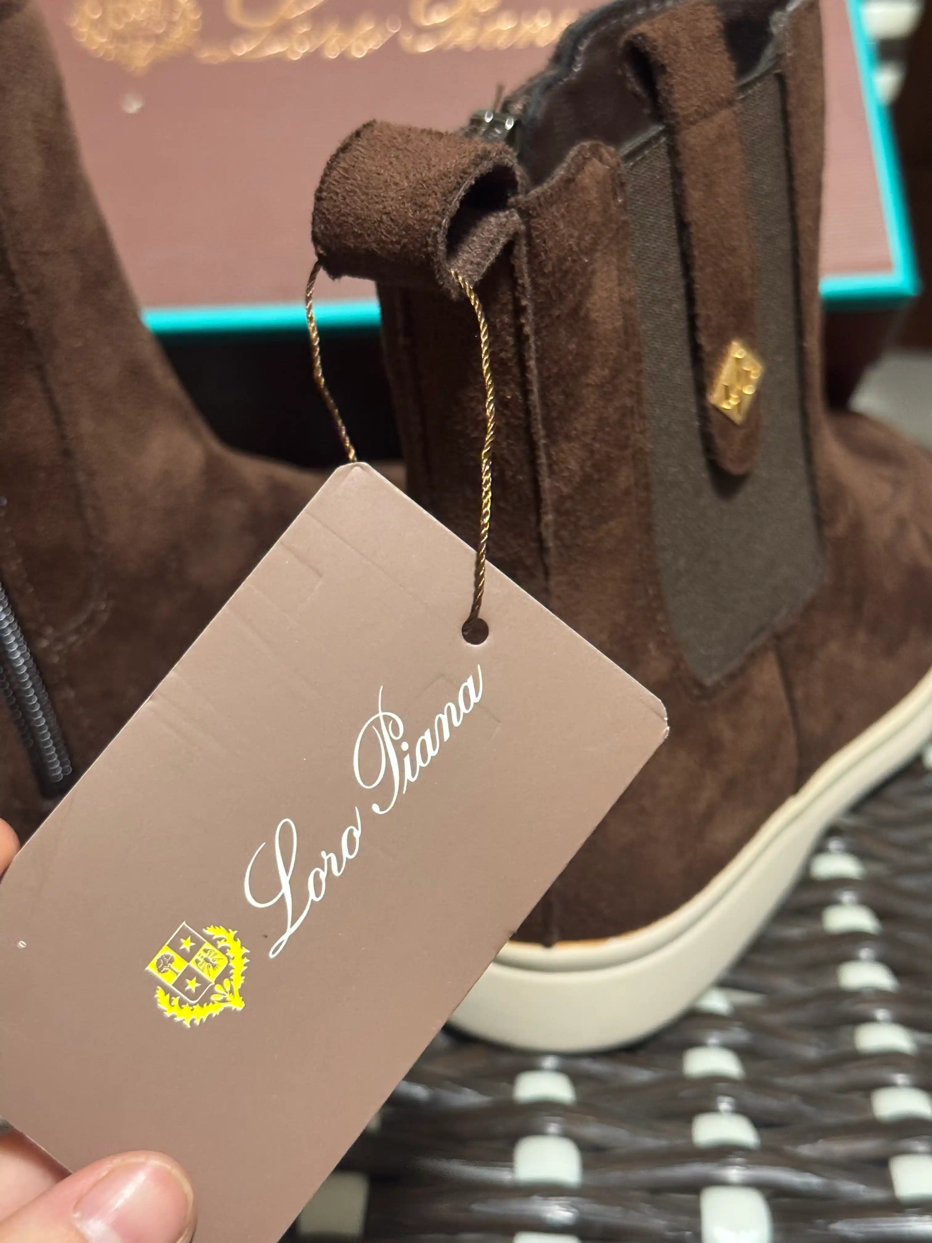 LoroPiana ayollar botinkasi, qishki poyabzal, platformadagi zamonaviy zamsh etik, hujjat bilan
