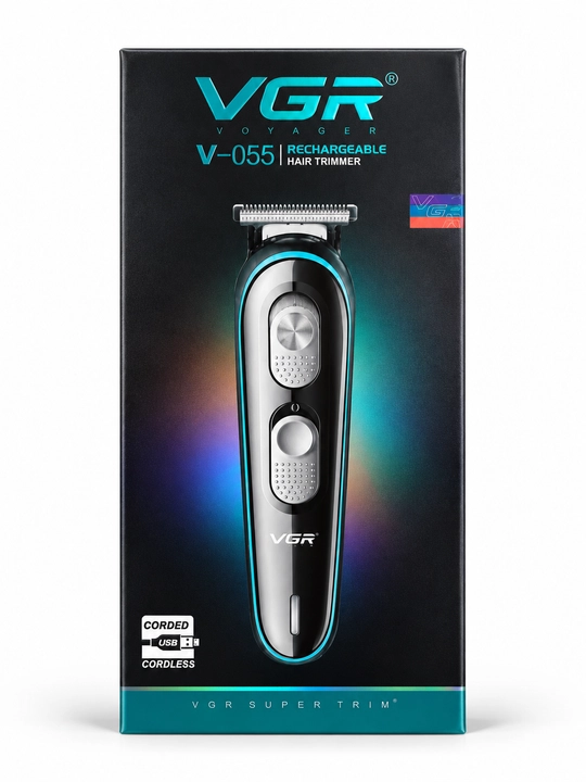 Триммер VGR V-055 для волос и бороды, Т-образное лезвие, зарядка USB, 4 насадки