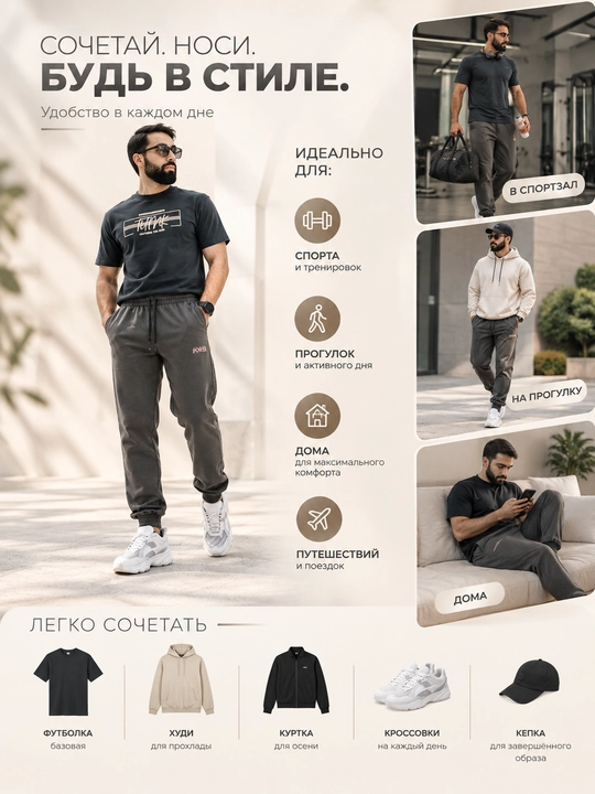 Erkaklar sport shimlari joggerlar paxtali premium, Triko premium sifatli SAMO