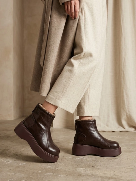 Ayollar sapoglari, qishki, tabiy zamsh, issiq, suv o‘tkazmaydigan - 