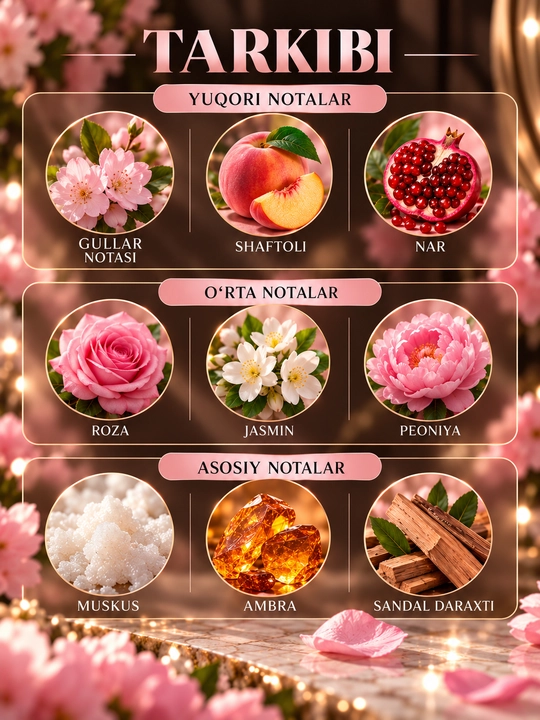 Miss Dear Blooming Bouquet atir ayollar uchun pushti shisha flakon