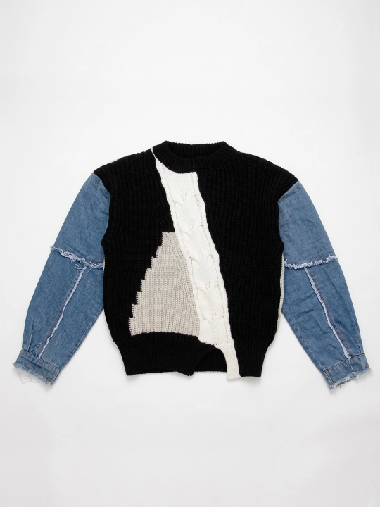 Ayollar uchun jinsi yengli oversize trikotaj sviter