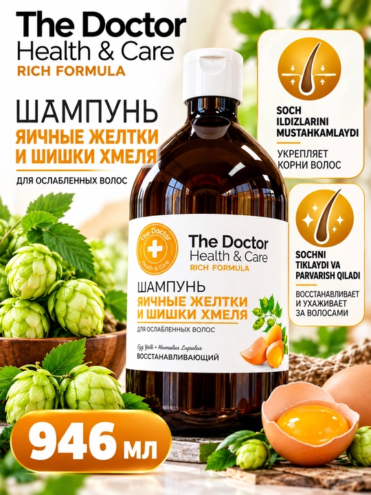 The Doctor Health  Care Triple Strength — soch to‘kilishiga qarshi shampun, 946 ml - 