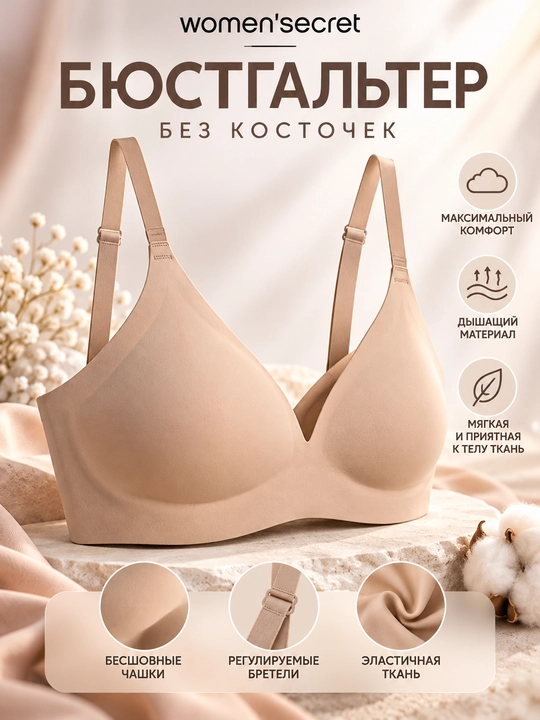 Women’secret ayollar uchun bej rangli simsiz byustgalter
