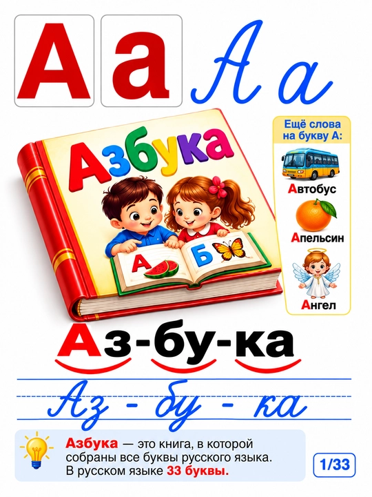 Карточки «Русский алфавит» Aqlli Kids — изучение букв и слогов - 