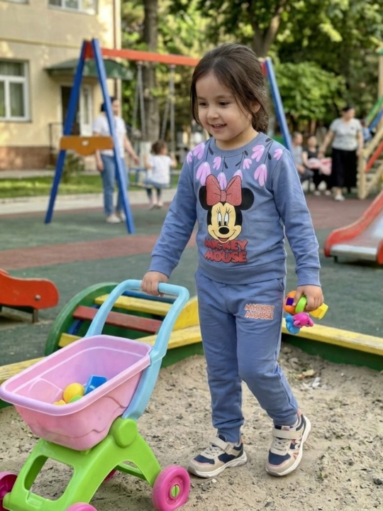 Детский спортивный костюм для девочек, свитшот и брюки, с принтом Минни Маус