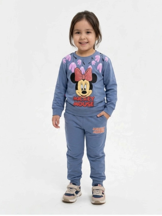 Qizlar uchun bolalar sport kiyimlari to'plami, svitshot va shim, Minnie Mouse printli - 