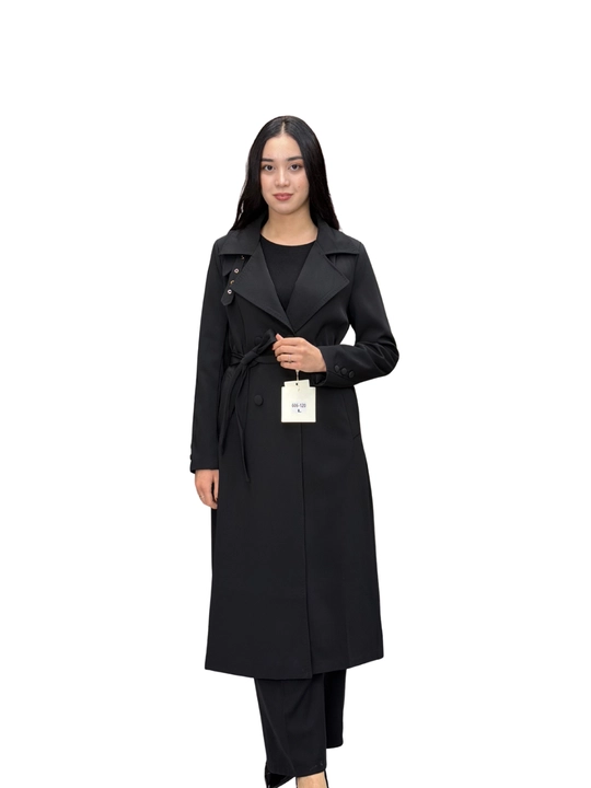 Ayollar uchun zamonaviy kuzgi trench, uzun plash, belbog'li plash 120 sm - 